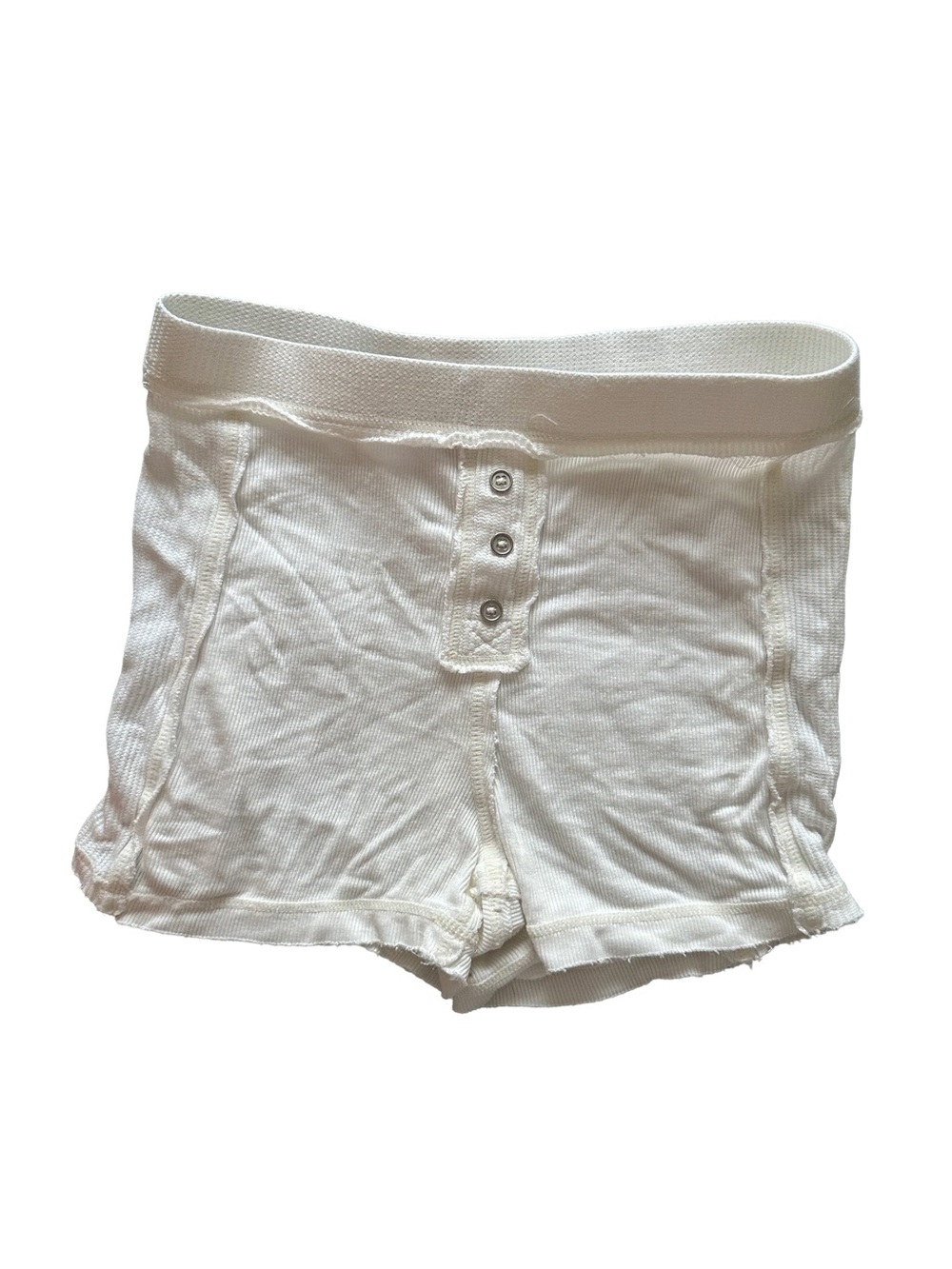 Urban Outfitters White Ribbed Button-Front Bike Shorts